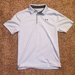Mens Under Armor light blue loose polo